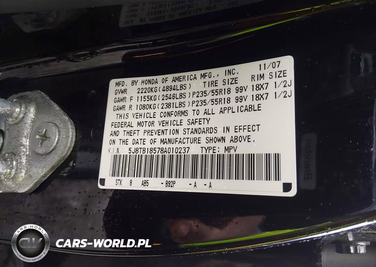 2008 Acura Rdx VIN:5J8TB18578A010237 - 9