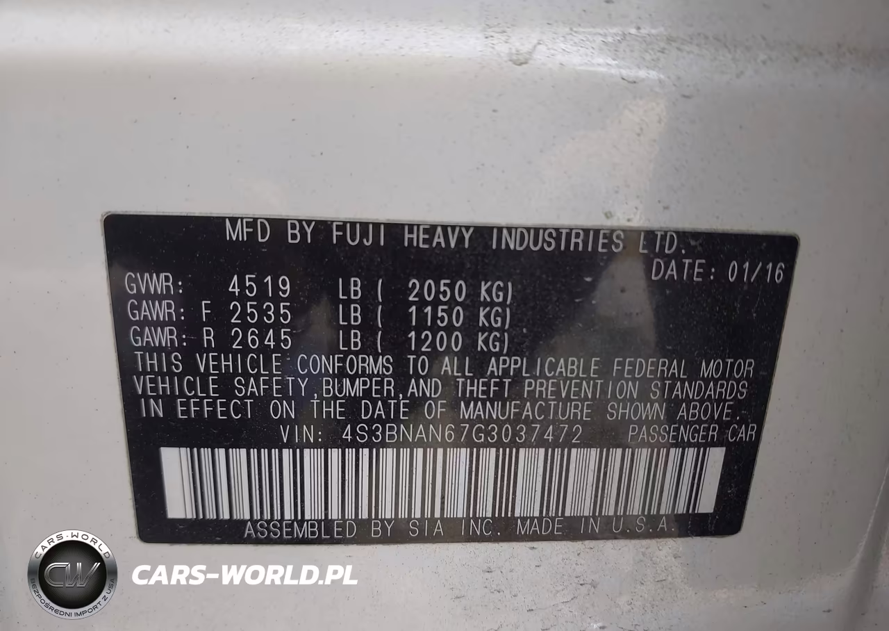 2016 Subaru Legacy 2.5I Limited VIN:4S3BNAN67G3037472 - 9