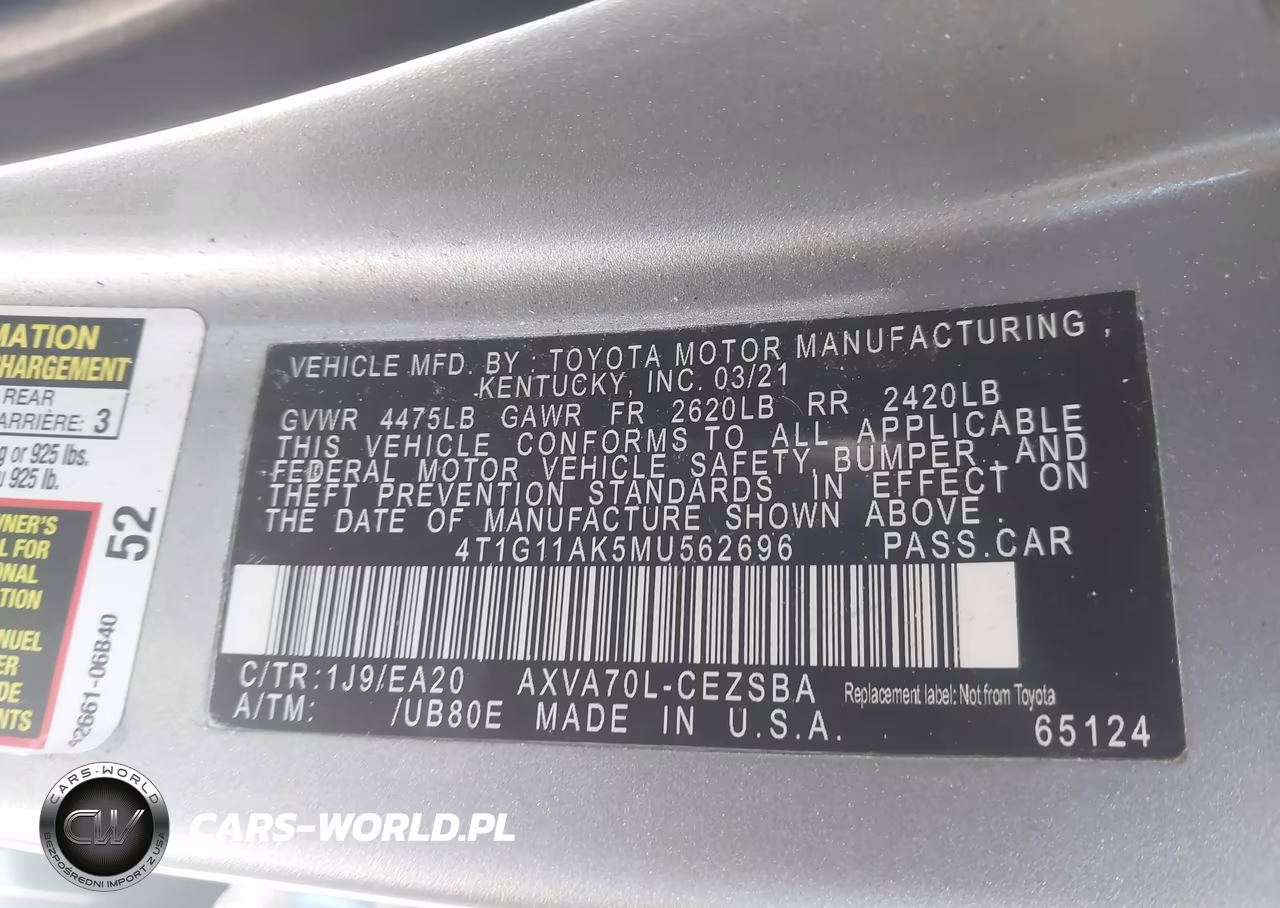 2021 Toyota Camry Se VIN:4T1G11AK5MU562696 - 9