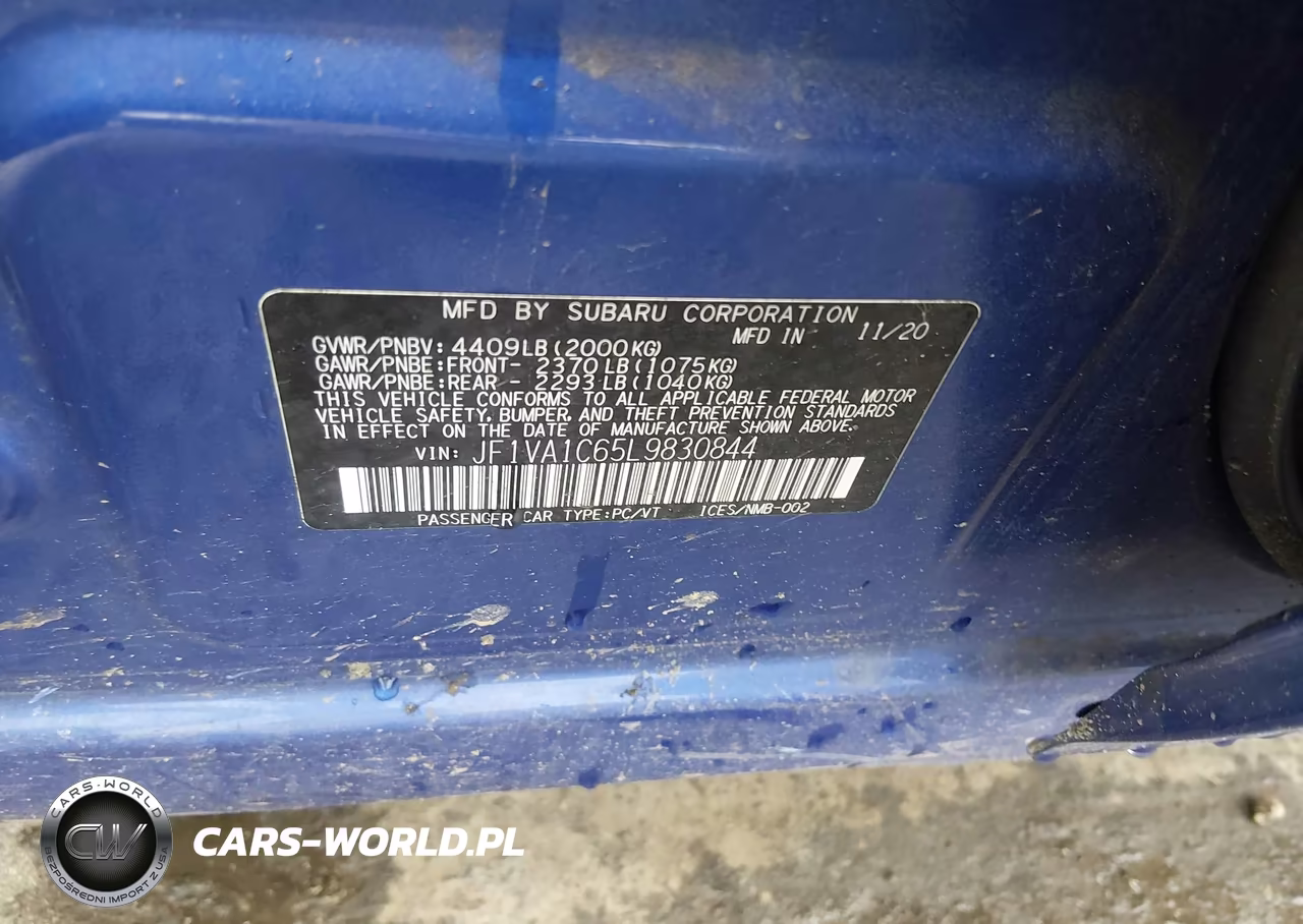 2020 Subaru Wrx Premium VIN:JF1VA1C65L9830844 - 9
