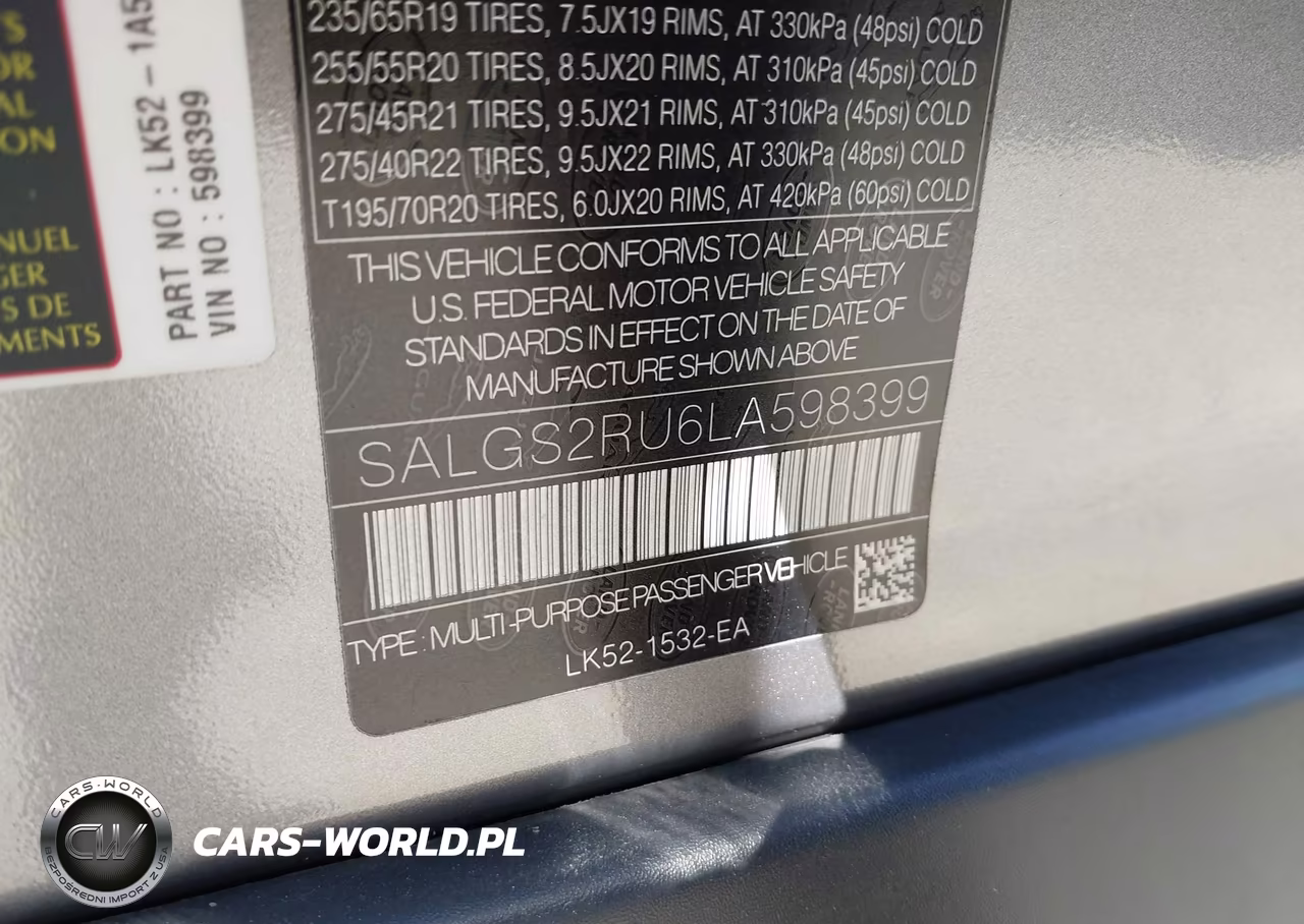 2020 Land Rover Range Rover Hse VIN:SALGS2RU6LA598399 - 9