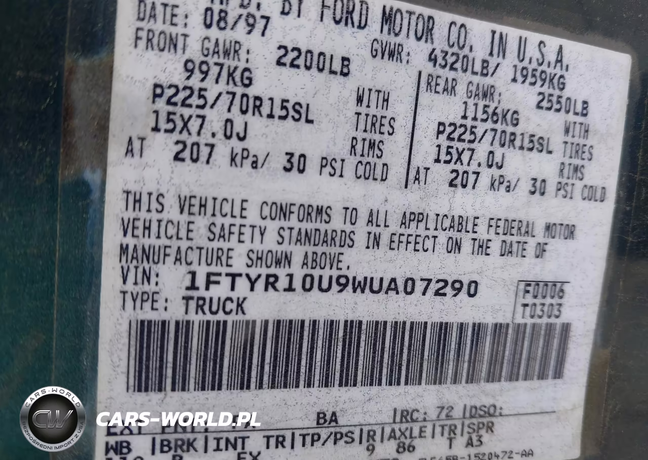 1998 Ford Ranger Splash-Xl-Xlt VIN:1FTYR10U9WUA07290 - 9