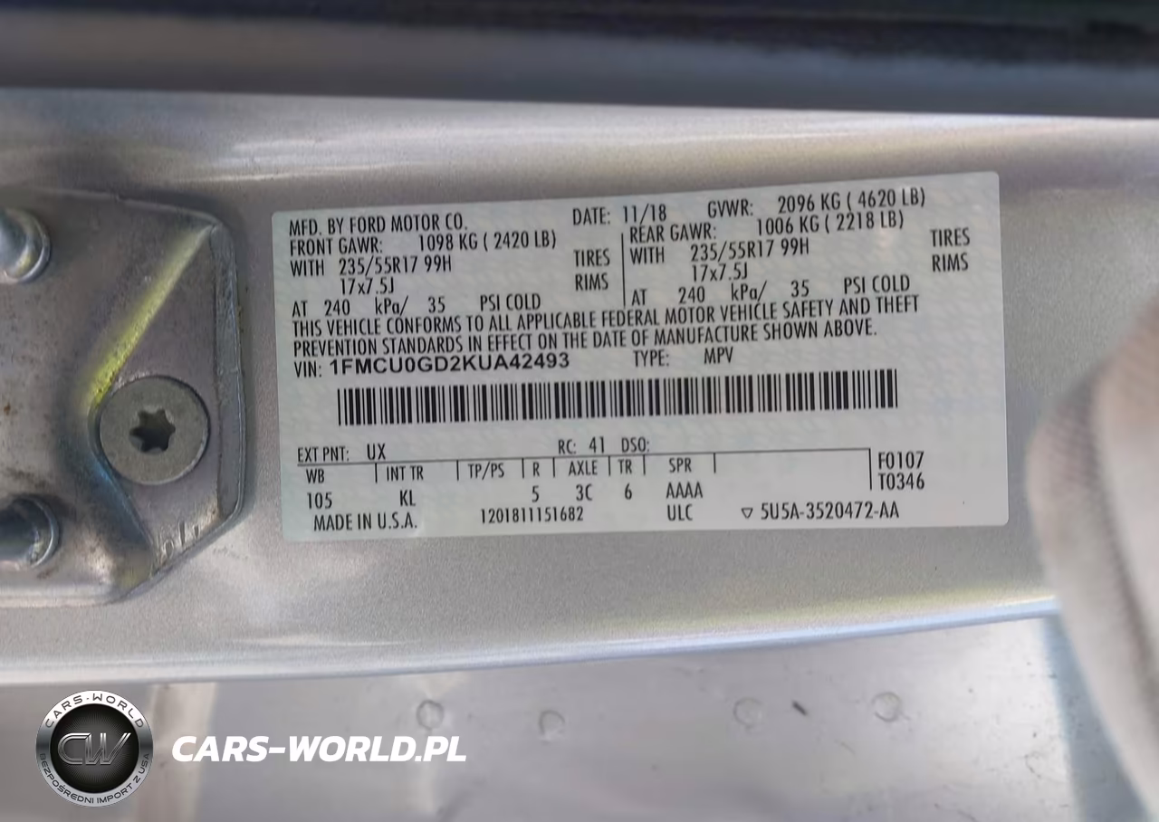 2019 Ford Escape Se VIN:1FMCU0GD2KUA42493 - 9