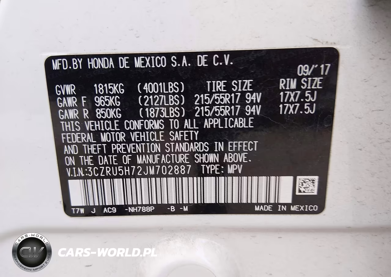 2018 Honda Hr-V Ex-L VIN:3CZRU5H72JM702887 - 9