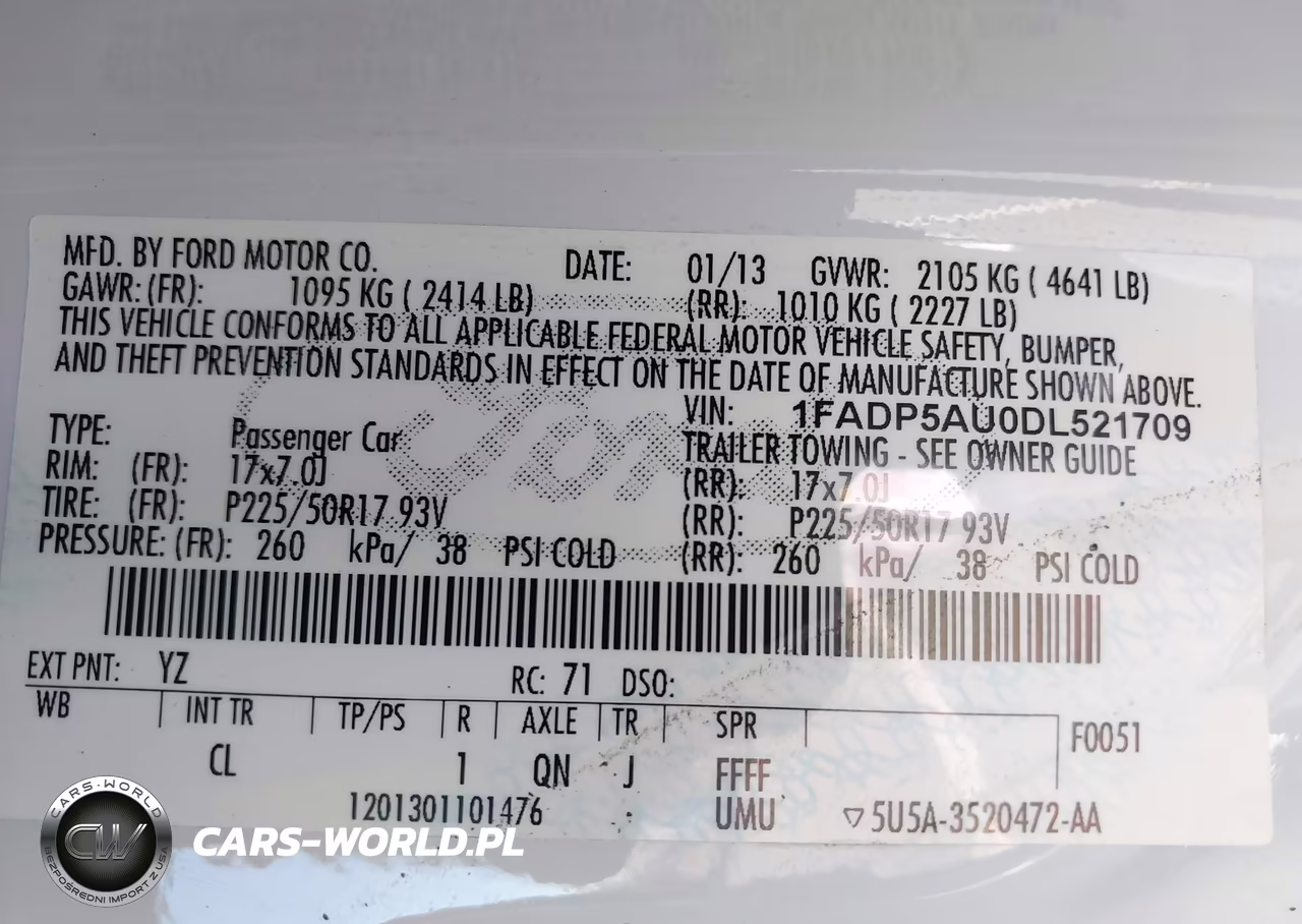 2013 Ford C-Max Hybrid Se VIN:1FADP5AU0DL521709 - 9