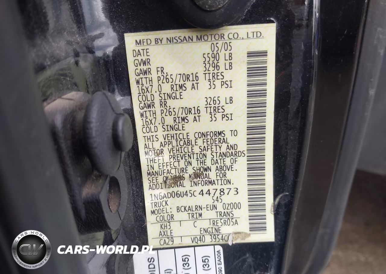 2005 Nissan Frontier Se VIN:1N6AD06U45C447873 - 9
