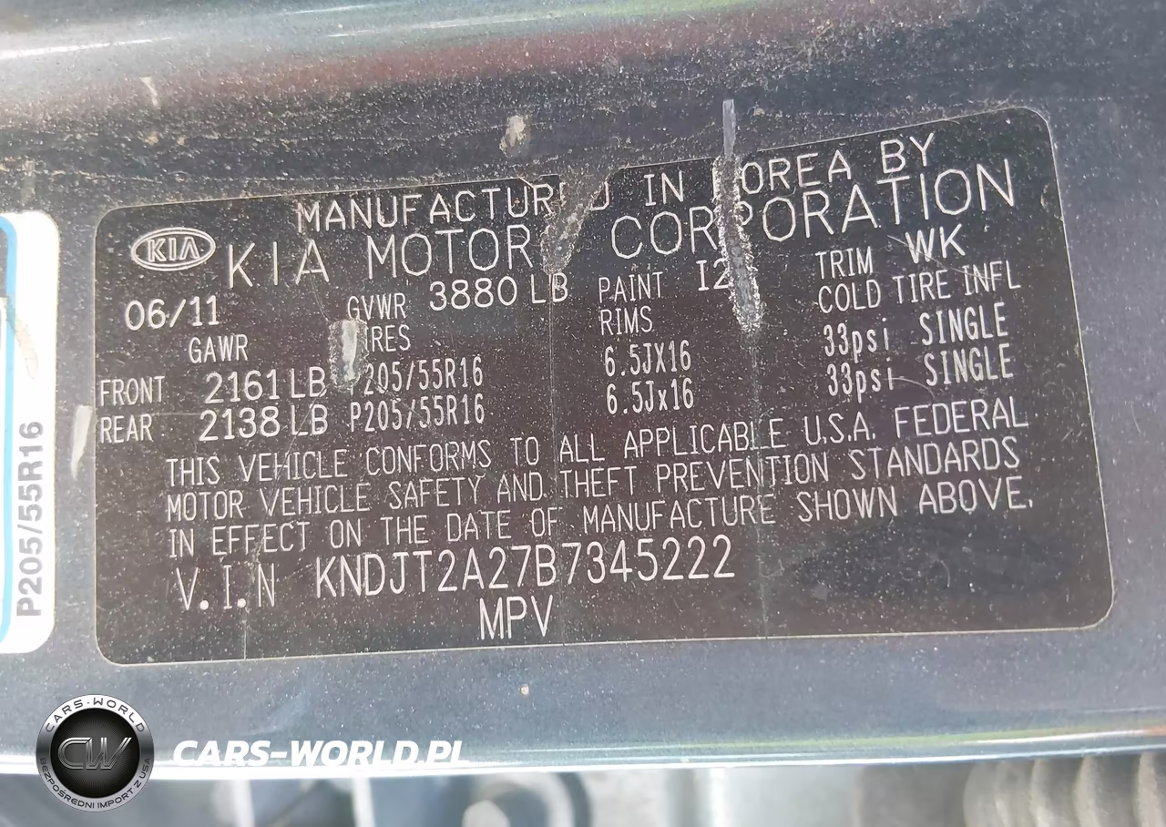 2011 Kia Soul + VIN:KNDJT2A27B7345222 - 9