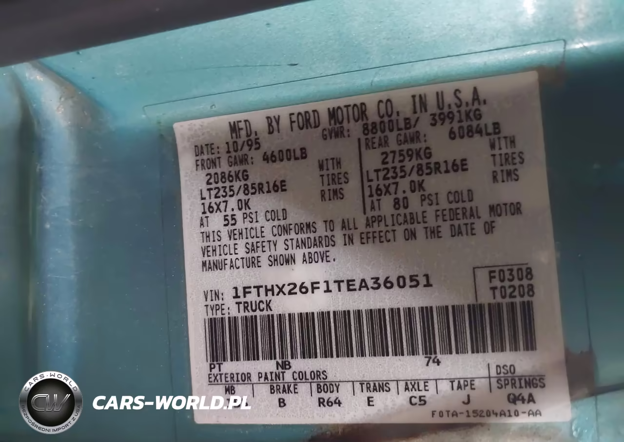 1996 Ford F250 VIN:1FTHX26F1TEA36051 - 9