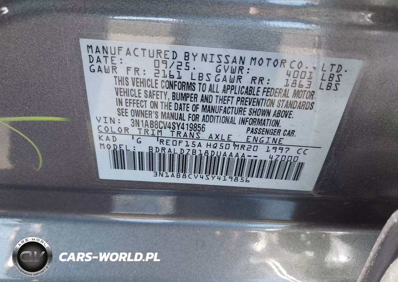 2025 Nissan Sentra Sv VIN:3N1AB8CV4SY419856 - 9