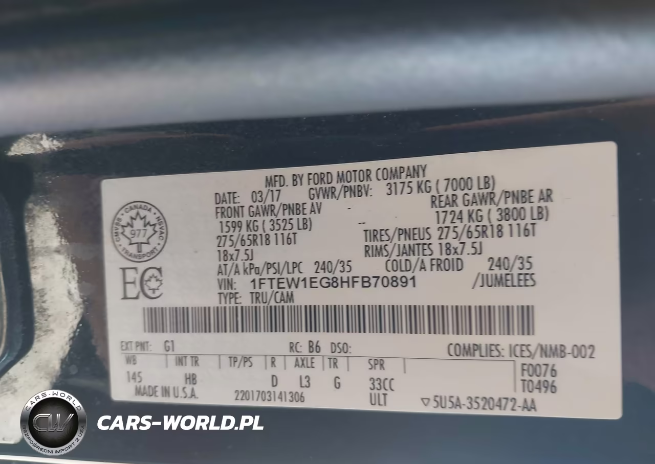 2017 Ford F-150 Lariat VIN:1FTEW1EG8HFB70891 - 9