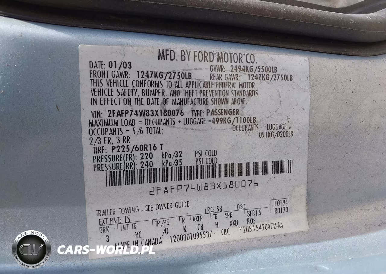 2003 FORD CROWN VICTORIA LX VIN:2FAFP74W83X180076 - 9