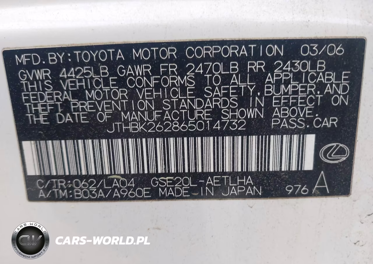 2006 Lexus Is 250 VIN:JTHBK262865014732 - 9