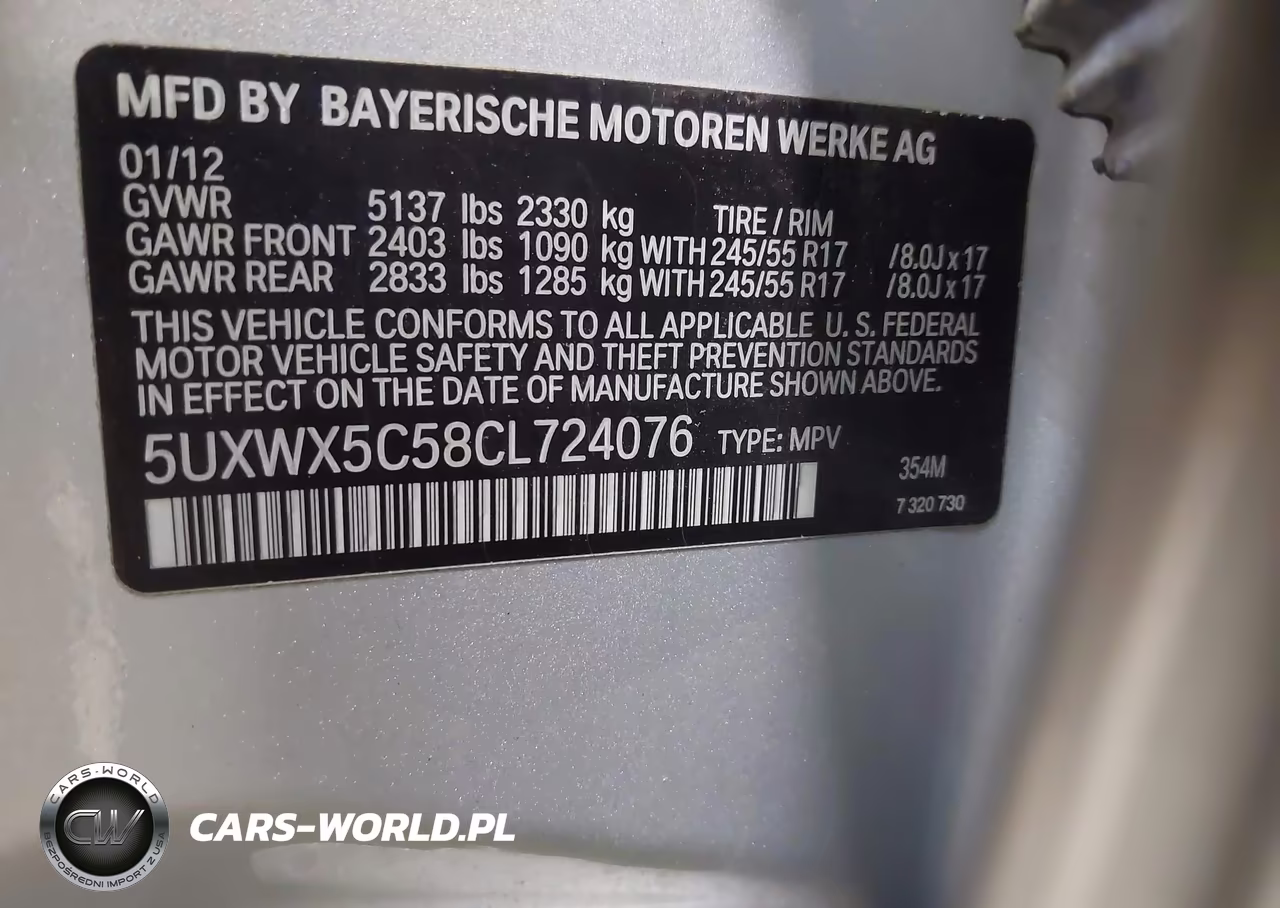 2012 BMW X3 xDrive28I VIN:5UXWX5C58CL724076 - 9