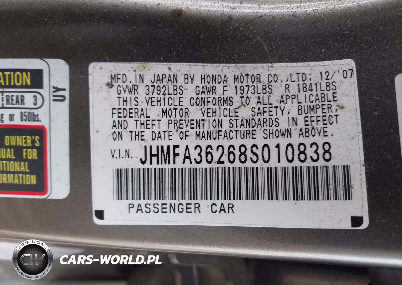 2008 Honda Civic Hybrid VIN:JHMFA36268S010838 - 9
