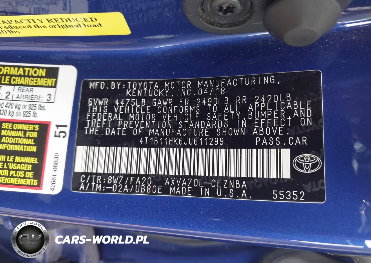 2018 Toyota Camry Le VIN:4T1B11HK6JU611299 - 9