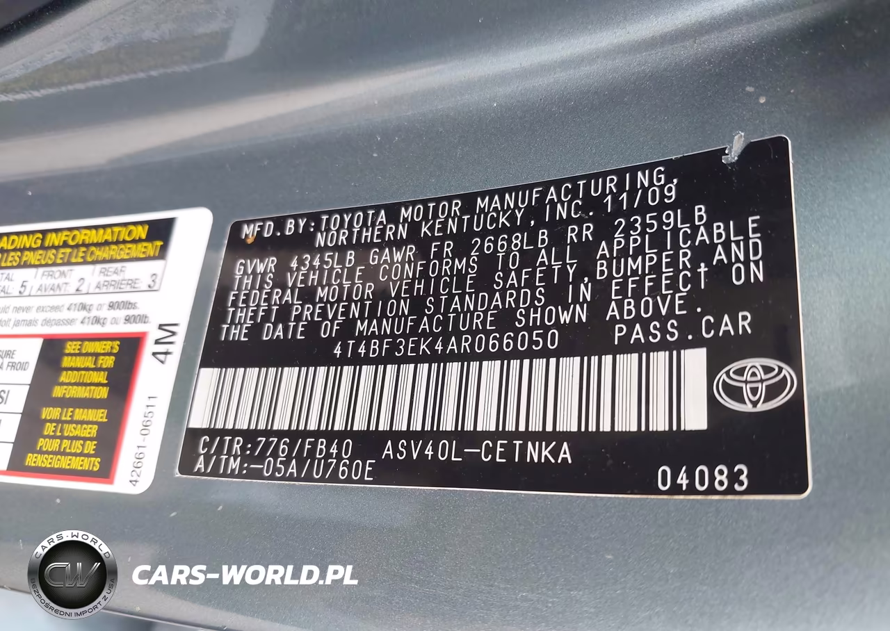 2010 Toyota Camry Le VIN:4T4BF3EK4AR066050 - 9