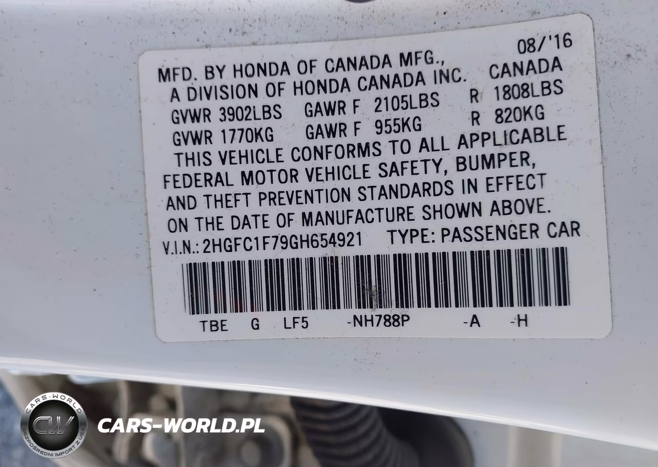 2016 Honda Civic Ex-L VIN:2HGFC1F79GH654921 - 9
