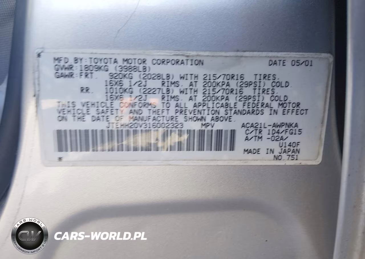 2001 Toyota Rav4 VIN:JTEHH20V316002323 - 9