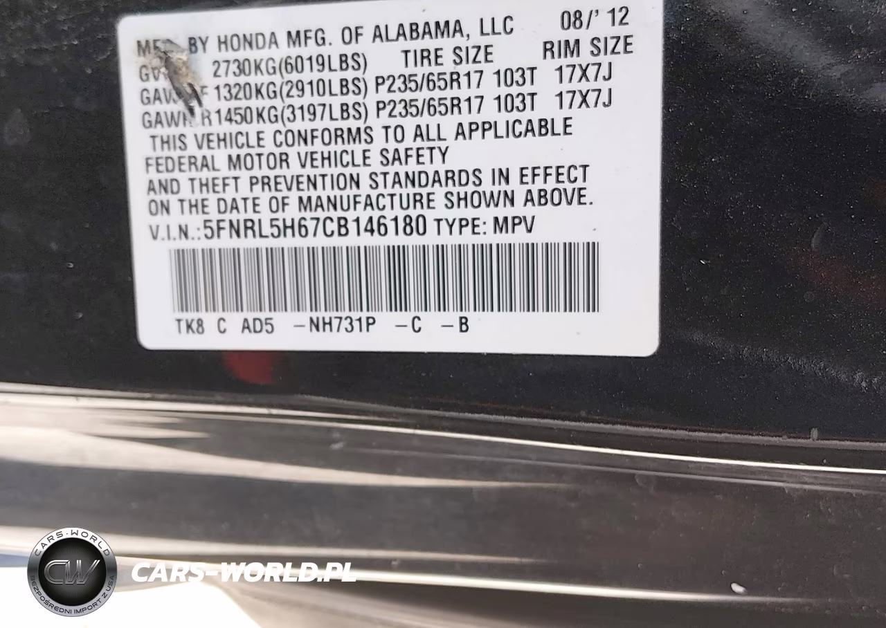 2012 Honda Odyssey Ex-L VIN:5FNRL5H67CB146180 - 9
