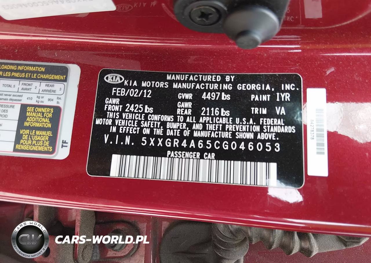 2012 Kia Optima Sx VIN:5XXGR4A65CG046053 - 9