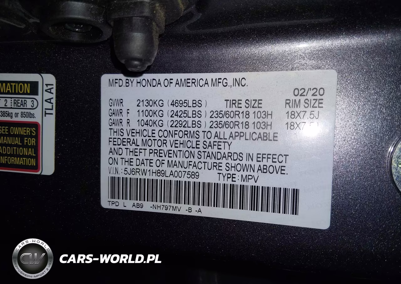 2020 Honda Cr-V 2Wd Ex-L VIN:5J6RW1H89LA007589 - 9