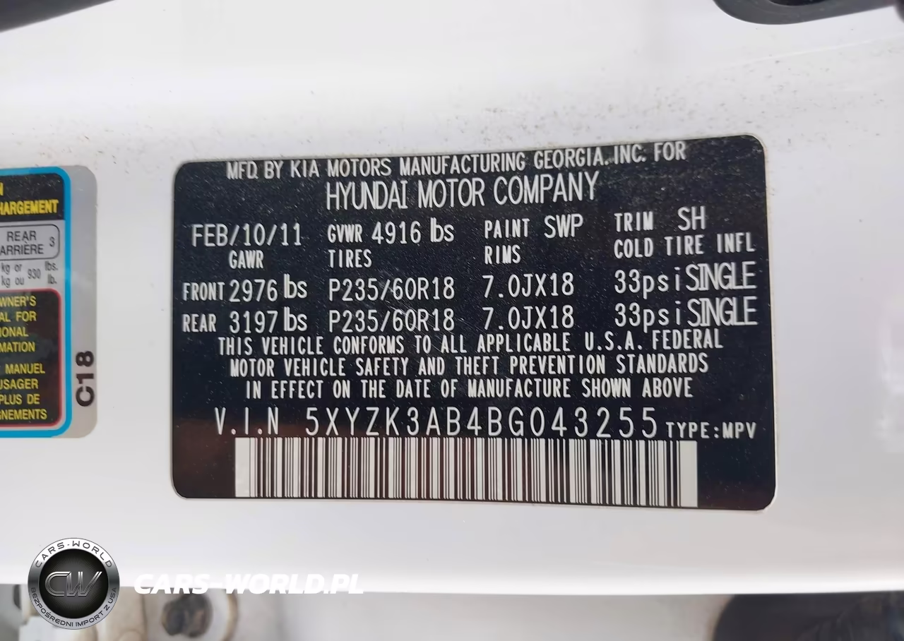 2011 Hyundai Santa Fe Limited VIN:5XYZK3AB4BG043255 - 9