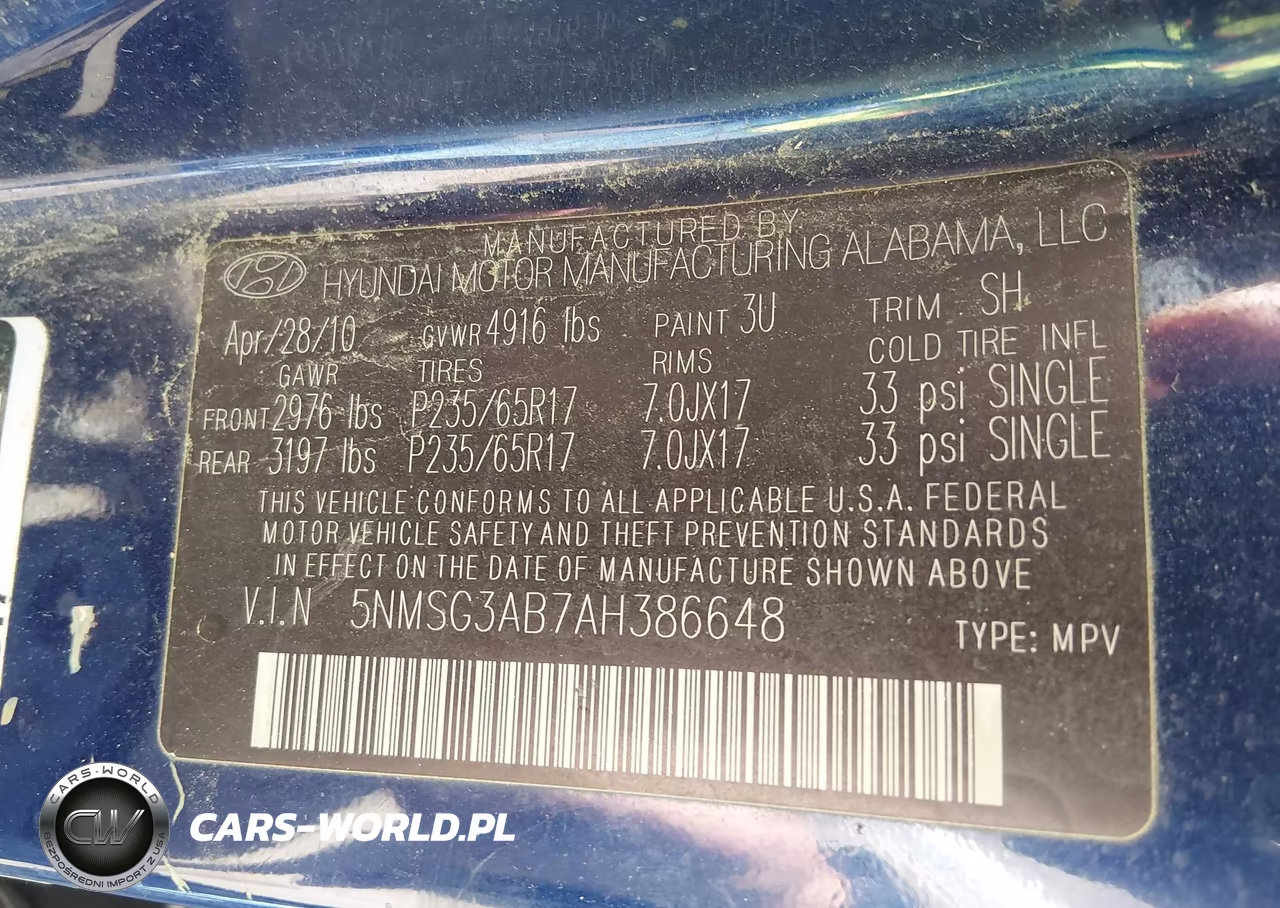2010 Hyundai Santa Fe Gls VIN:5NMSG3AB7AH386648 - 9