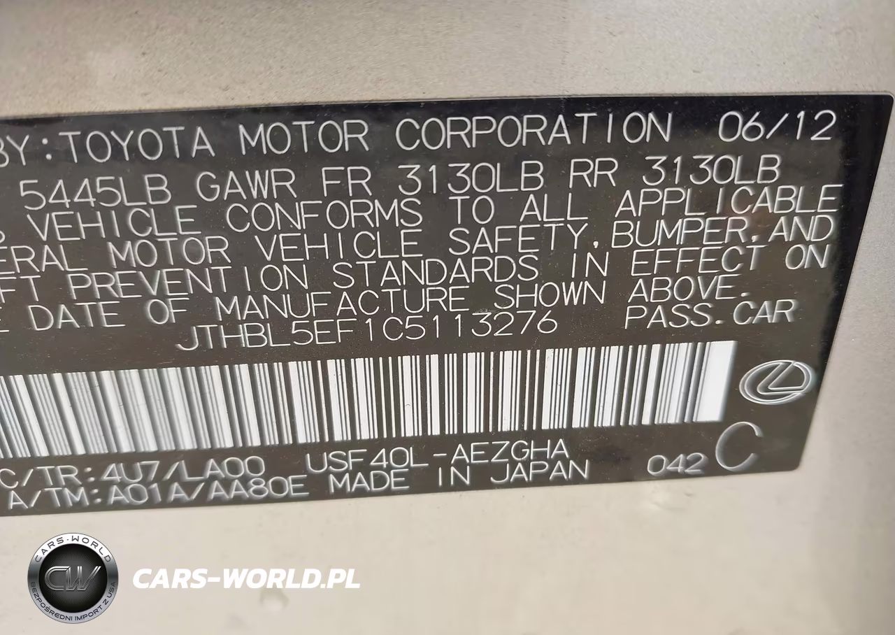 2012 Lexus Ls 460 VIN:JTHBL5EF1C5113276 - 9