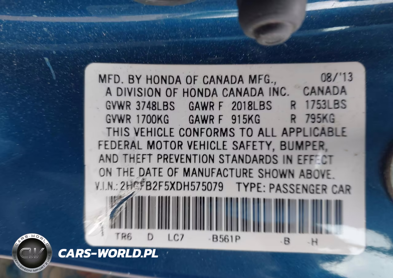 2013 Honda Civic Lx VIN:2HGFB2F5XDH575079 - 9