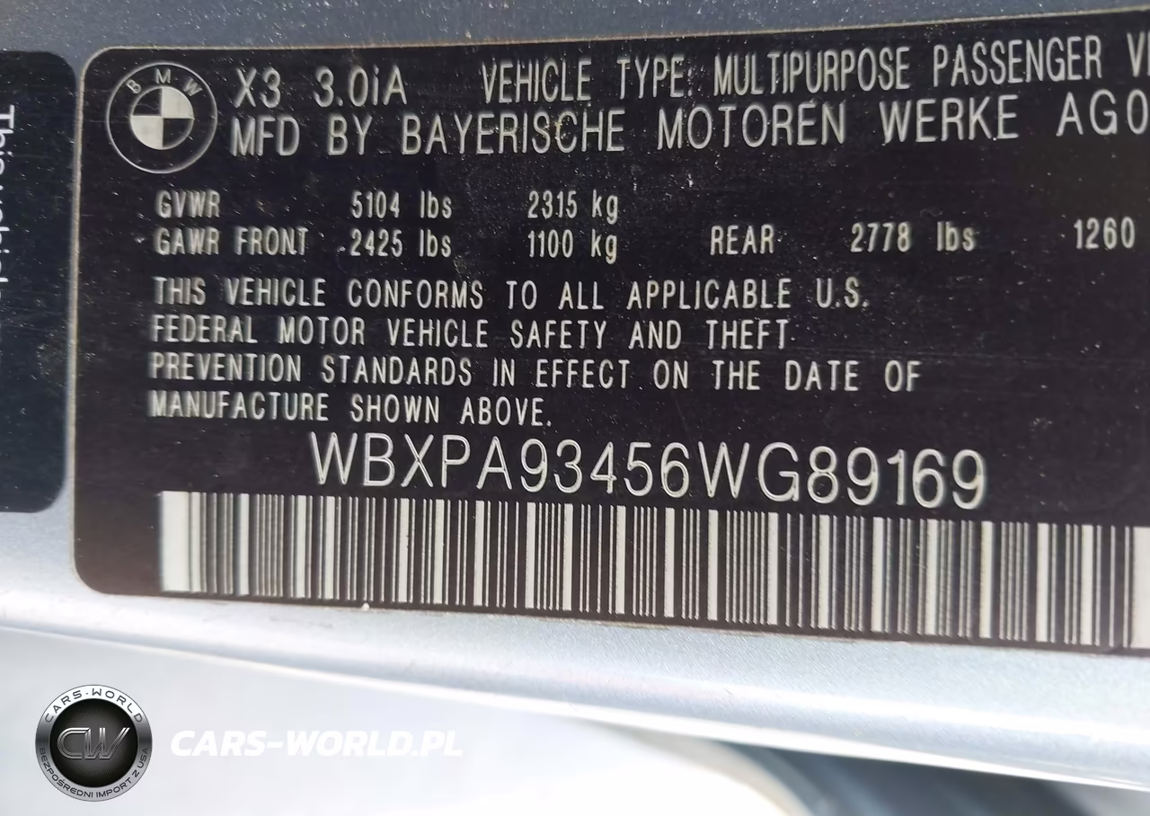 2006 BMW X3 3.0I VIN:WBXPA93456WG89169 - 9
