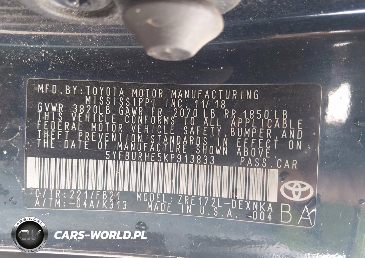2019 Toyota Corolla Le VIN:5YFBURHE5KP913833 - 9