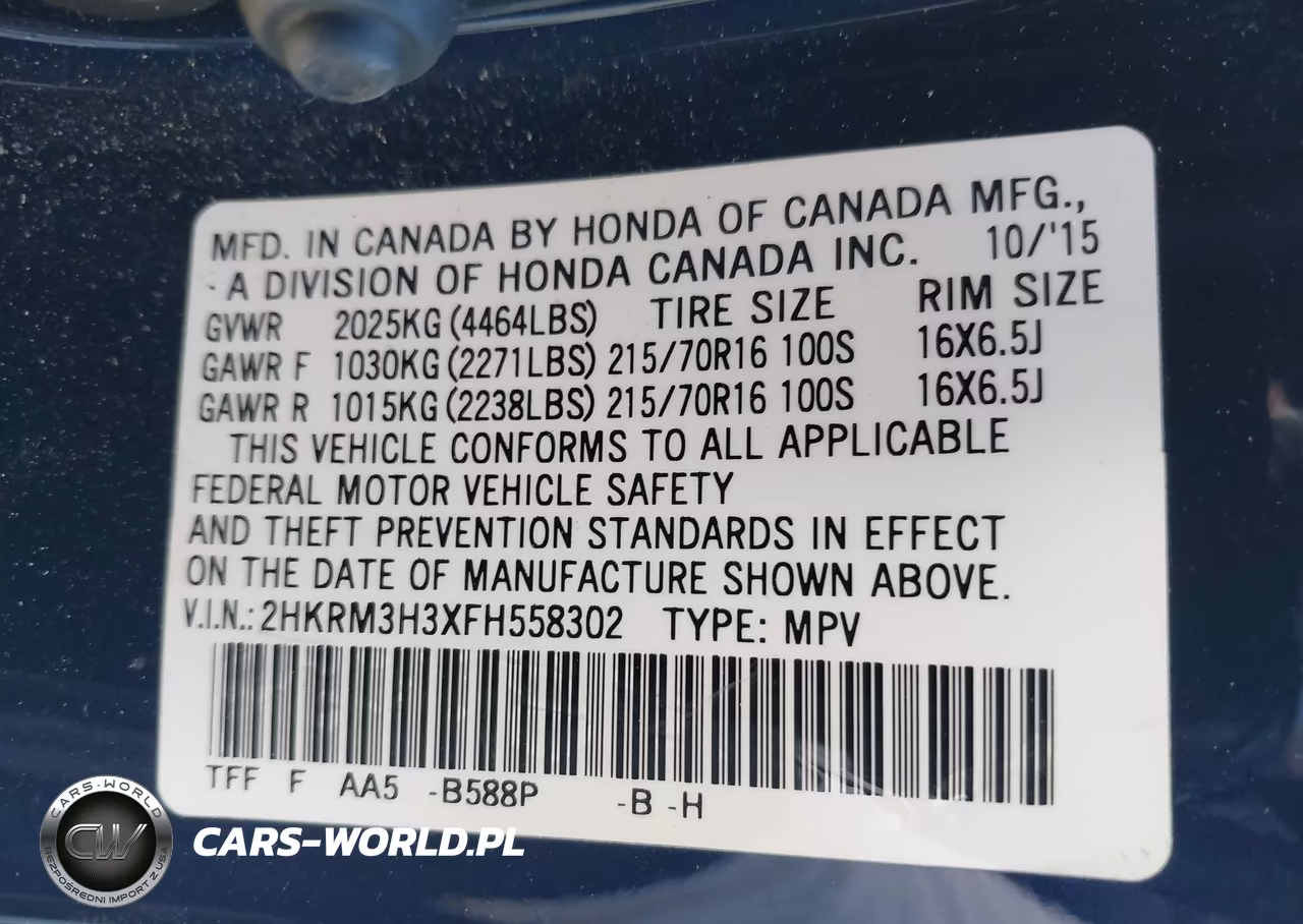2015 Honda Cr-V Lx VIN:2HKRM3H3XFH558302 - 9