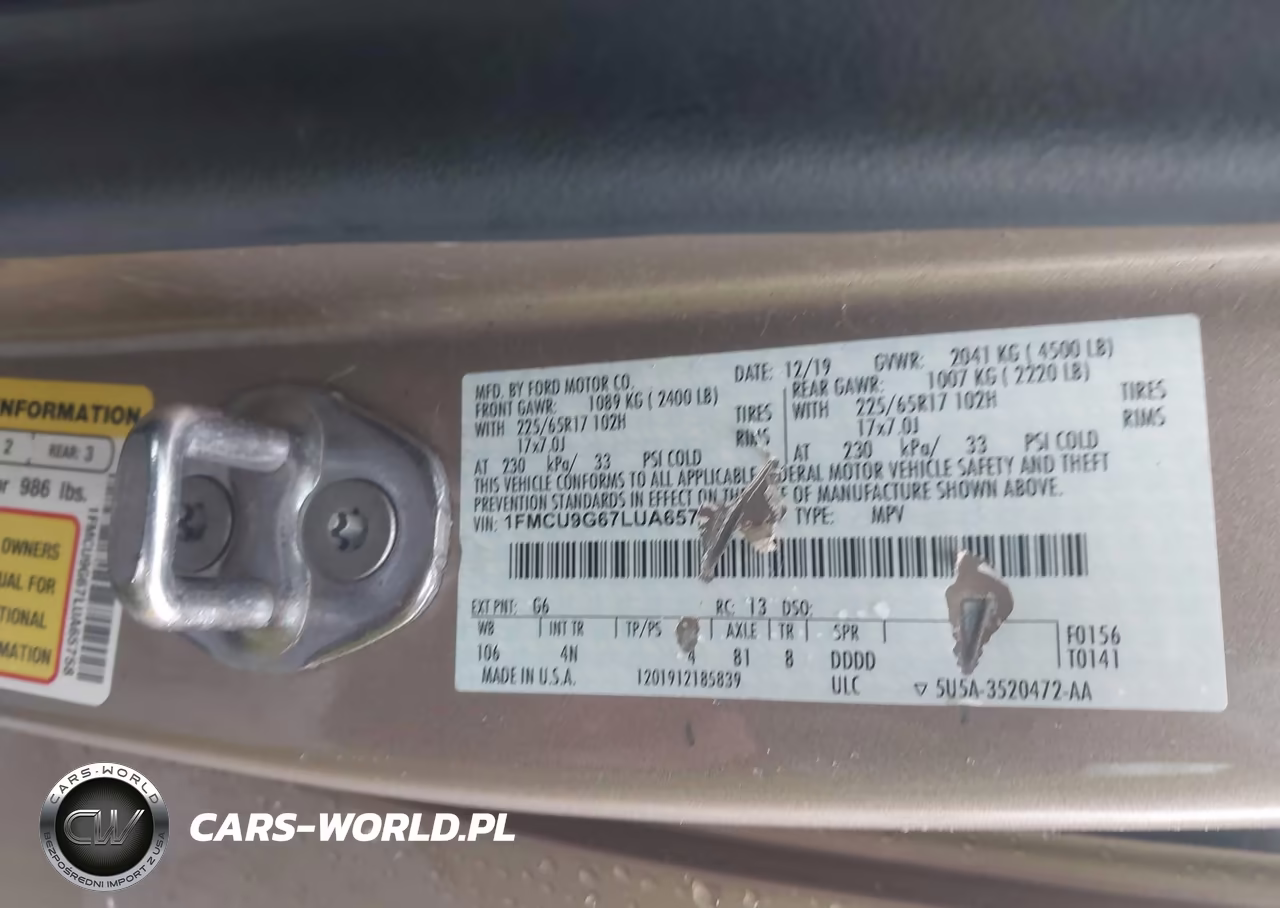 2020 Ford Escape Se VIN:1FMCU9G67LUA65758 - 9