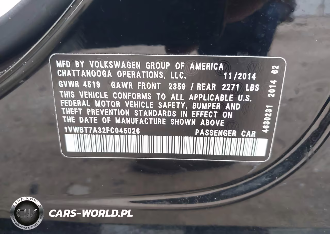 2015 Volkswagen Passat 1.8T Se VIN:1VWBT7A32FC045026 - 9