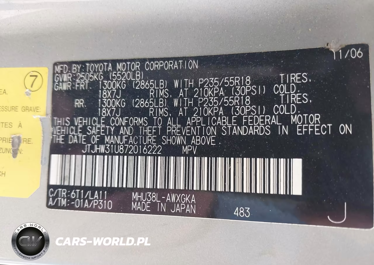 2007 Lexus Rx 400H VIN:JTJHW31U872016222 - 9