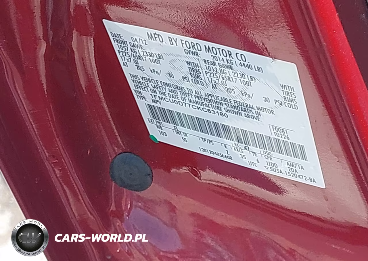 2012 Ford Escape Xlt VIN:1FMCU0D77CKC63180 - 9