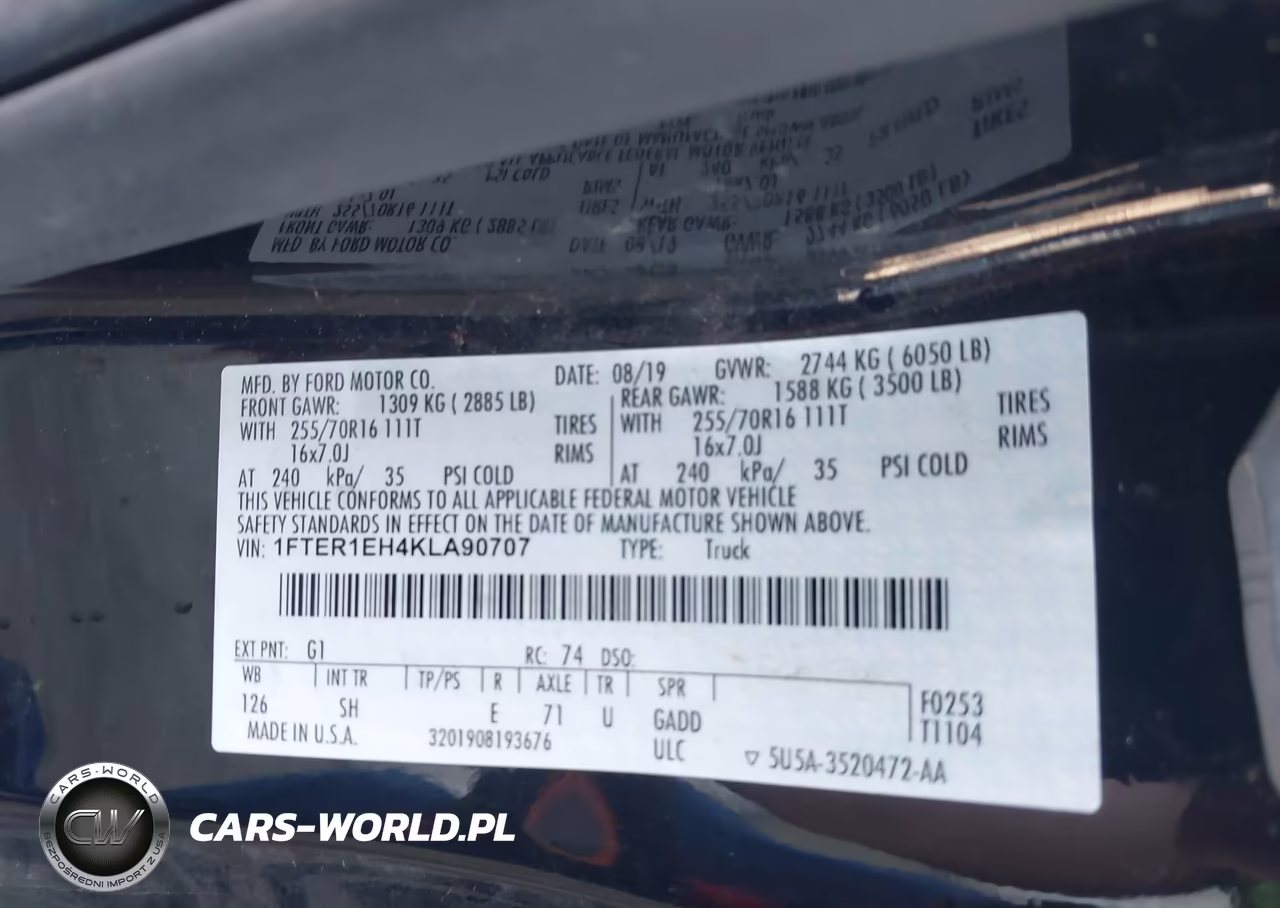 2019 Ford Ranger Xl VIN:1FTER1EH4KLA90707 - 9