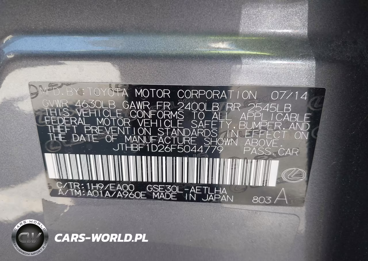2015 Lexus Is 250 VIN:JTHBF1D26F5044779 - 9
