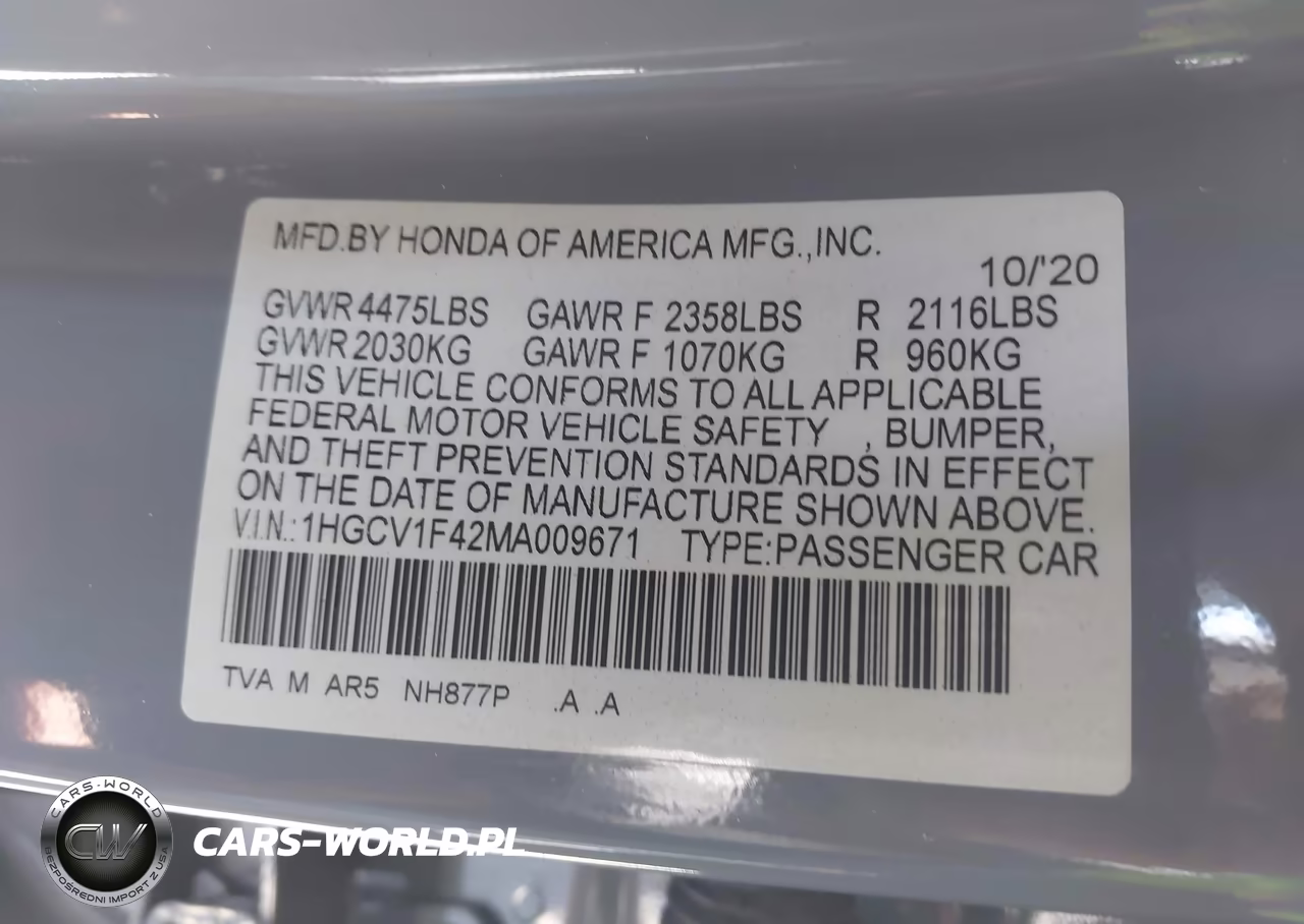 2021 Honda Accord Sport Special Edition VIN:1HGCV1F42MA009671 - 9