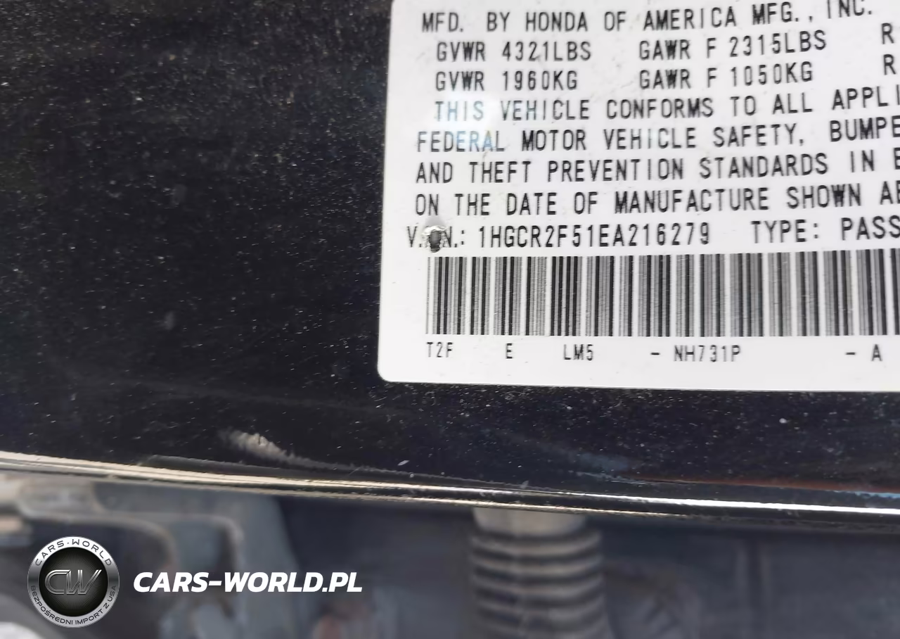 2014 Honda Accord Sport VIN:1HGCR2F51EA216279 - 9