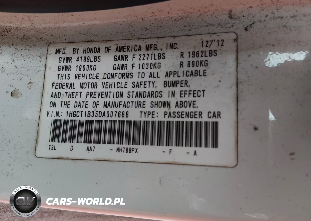 2013 Honda Accord Lx-S VIN:1HGCT1B35DA007688 - 9