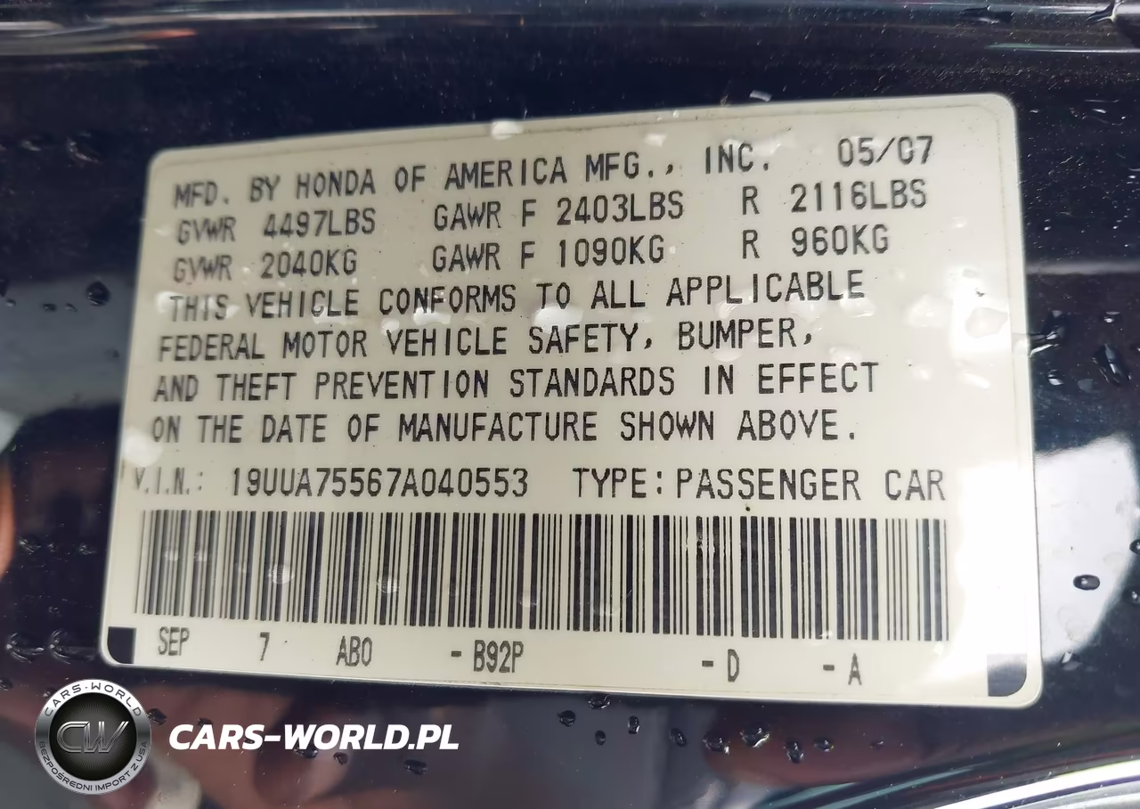 2007 Acura Tl Type S VIN:19UUA75567A040553 - 9