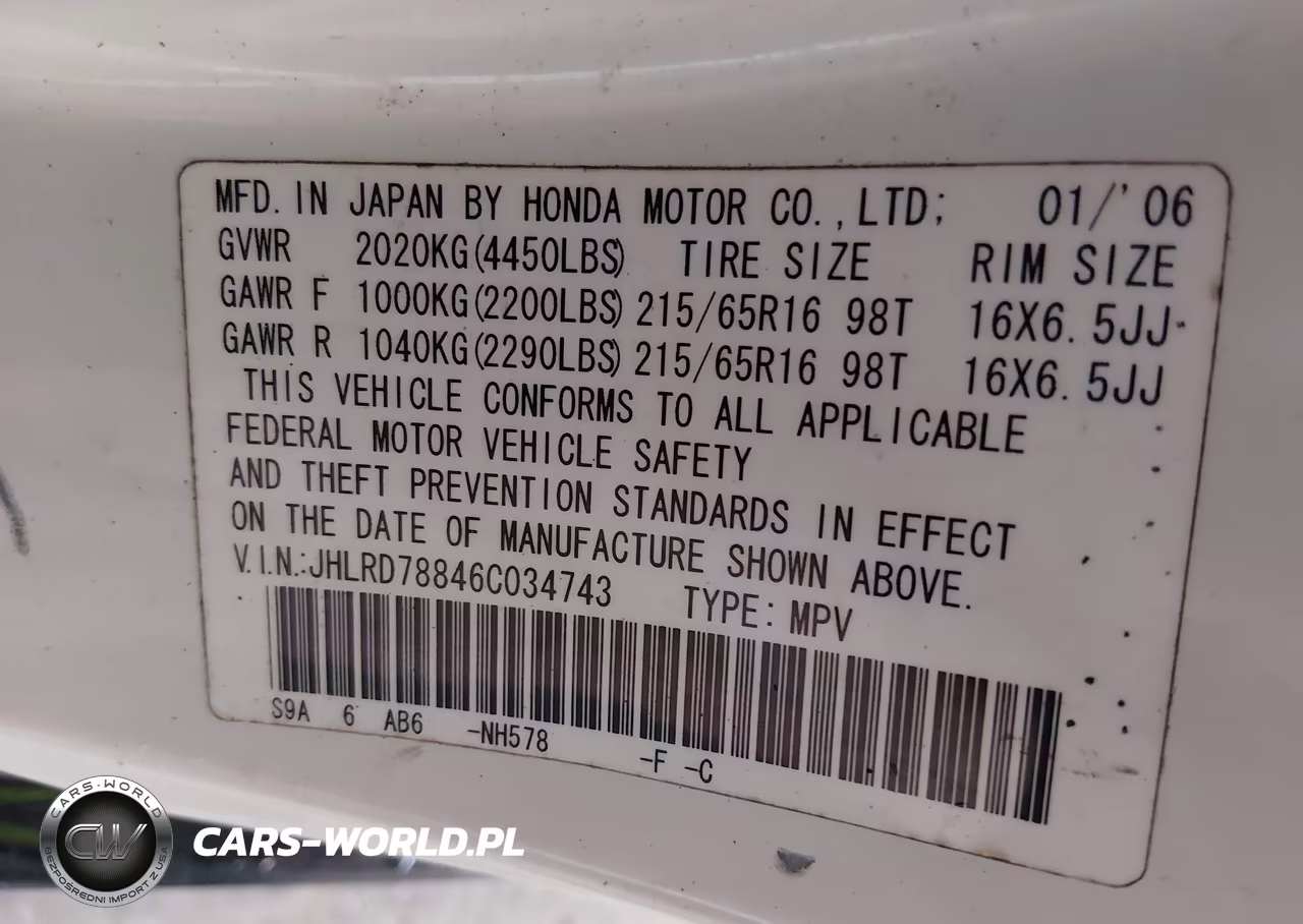 2006 Honda Cr-V Ex VIN:JHLRD78846C034743 - 8