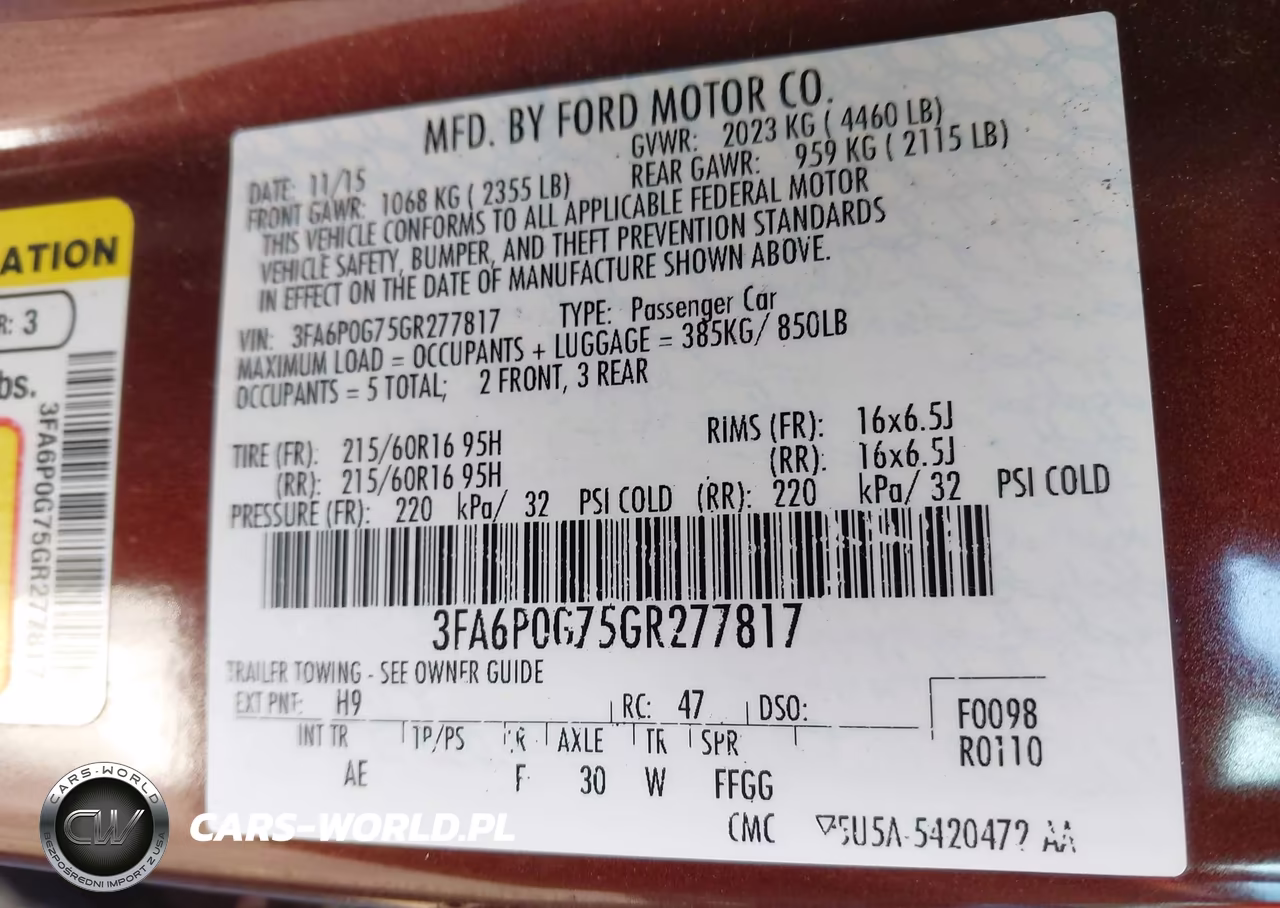 2016 Ford Fusion S VIN:3FA6P0G75GR277817 - 9