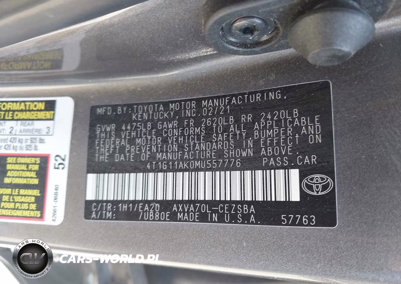 2021 Toyota Camry Se VIN:4T1G11AK0MU557776 - 9