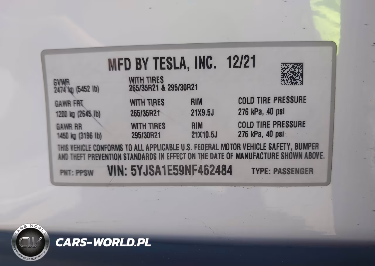 2022 Tesla Model S Dual Motor All-Wheel Drive VIN:5YJSA1E59NF462484 - 9
