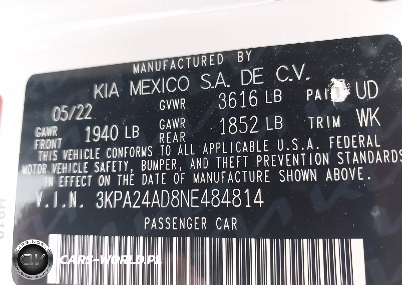2022 Kia Rio S VIN:3KPA24AD8NE484814 - 9