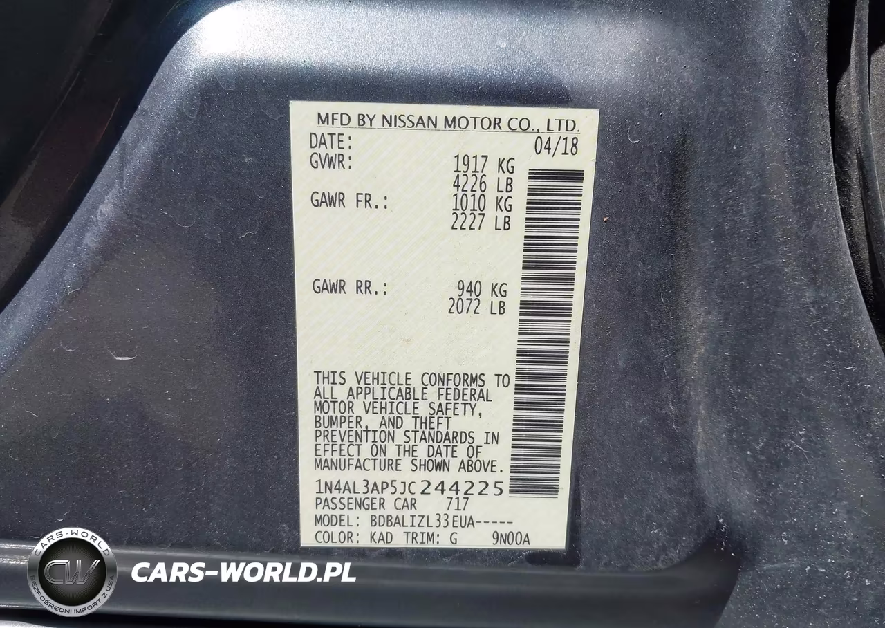 2018 Nissan Altima 2.5 Sv VIN:1N4AL3AP5JC244225 - 9