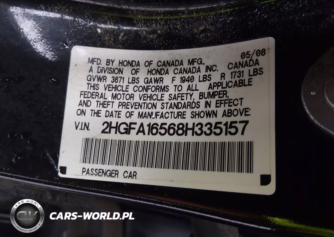 2008 Honda Civic Lx VIN:2HGFA16568H335157 - 9
