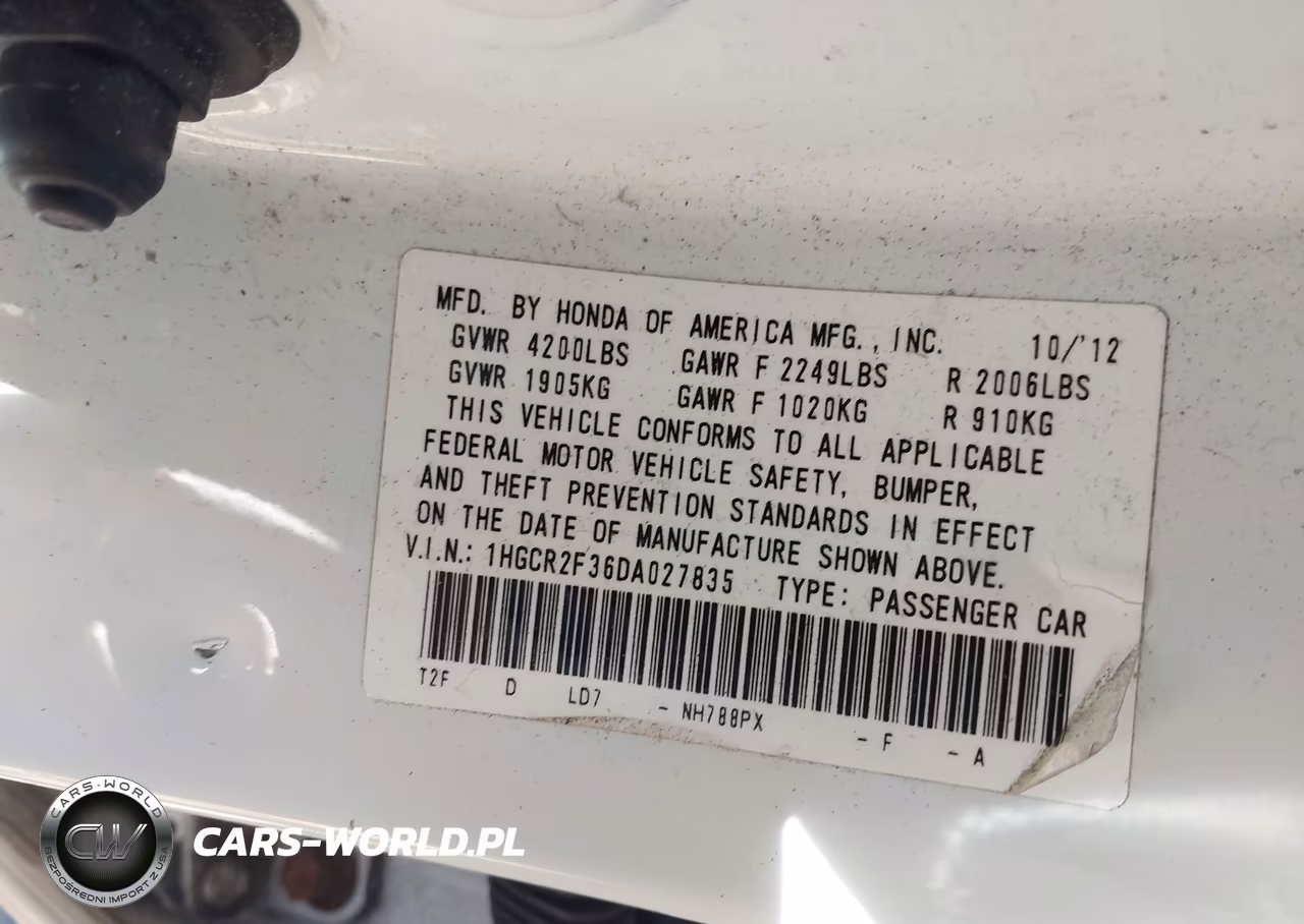 2013 Honda Accord Lx VIN:1HGCR2F36DA027835 - 9